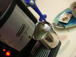 エスプレッソマシーンのスチームで温め